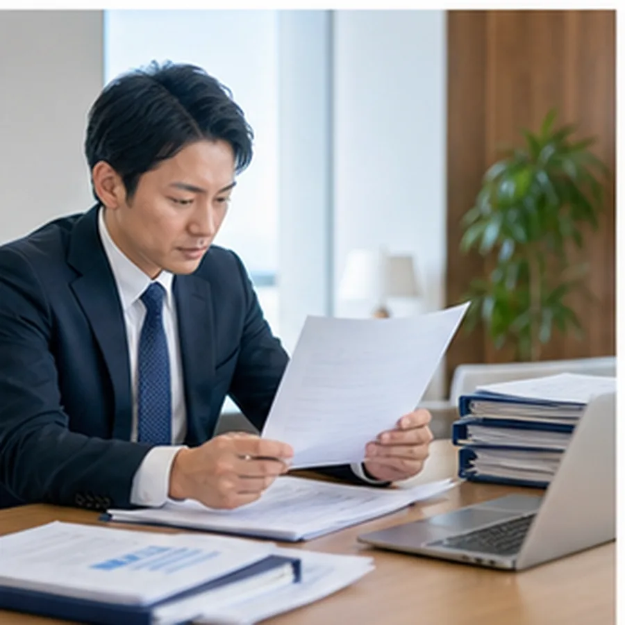 申請資料と見積書を丁寧に確認する専門家
