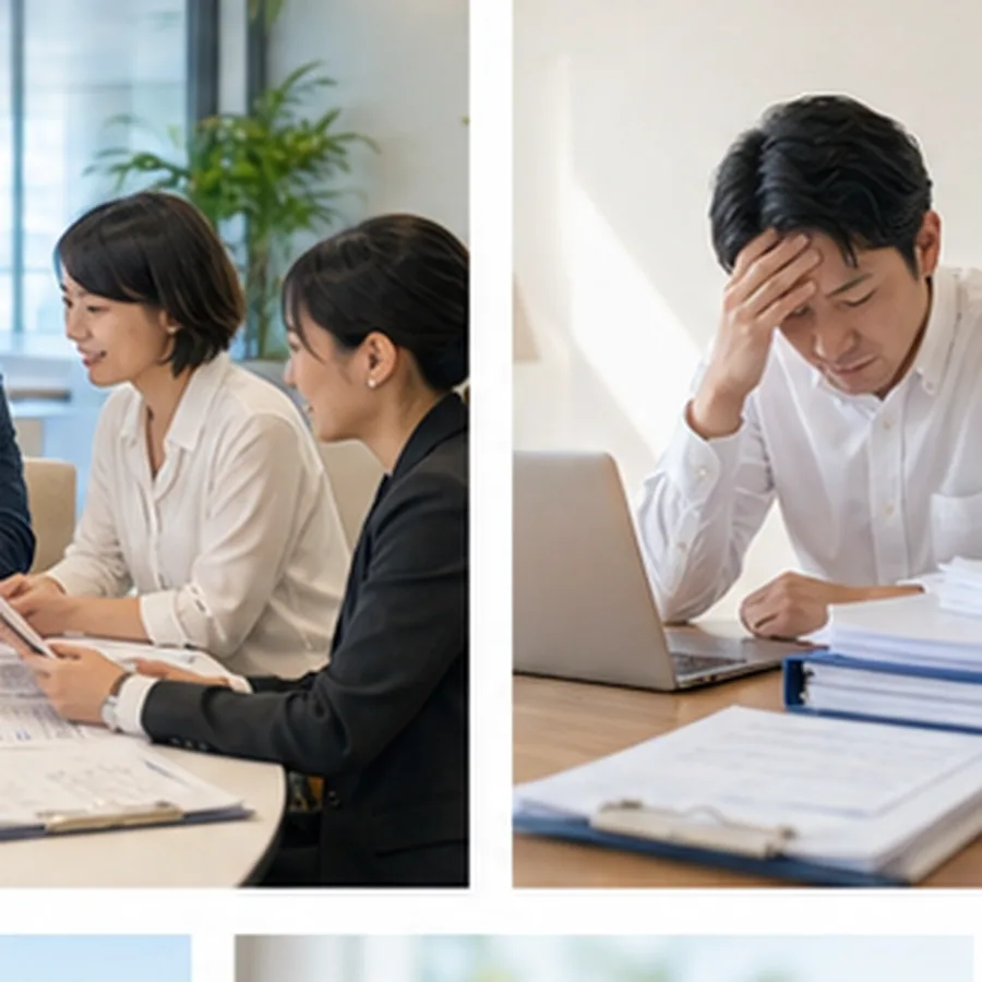 申請前の不安と相談後の安心を表した比較画像